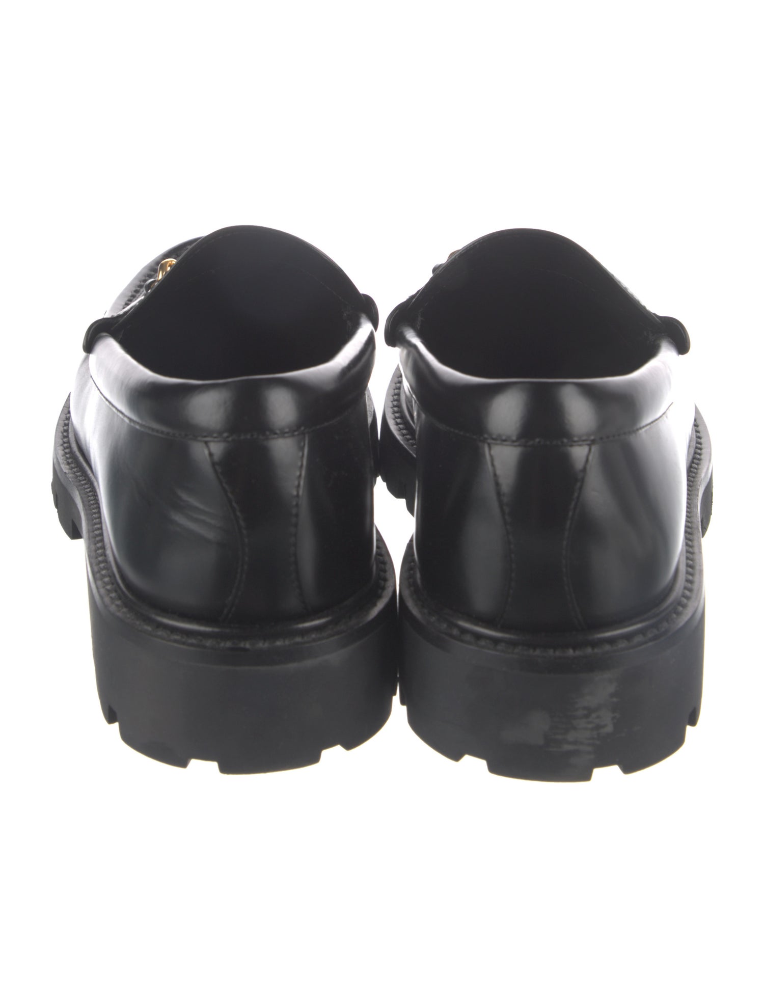 Celine Leather Chain-Link Accents Moccasins